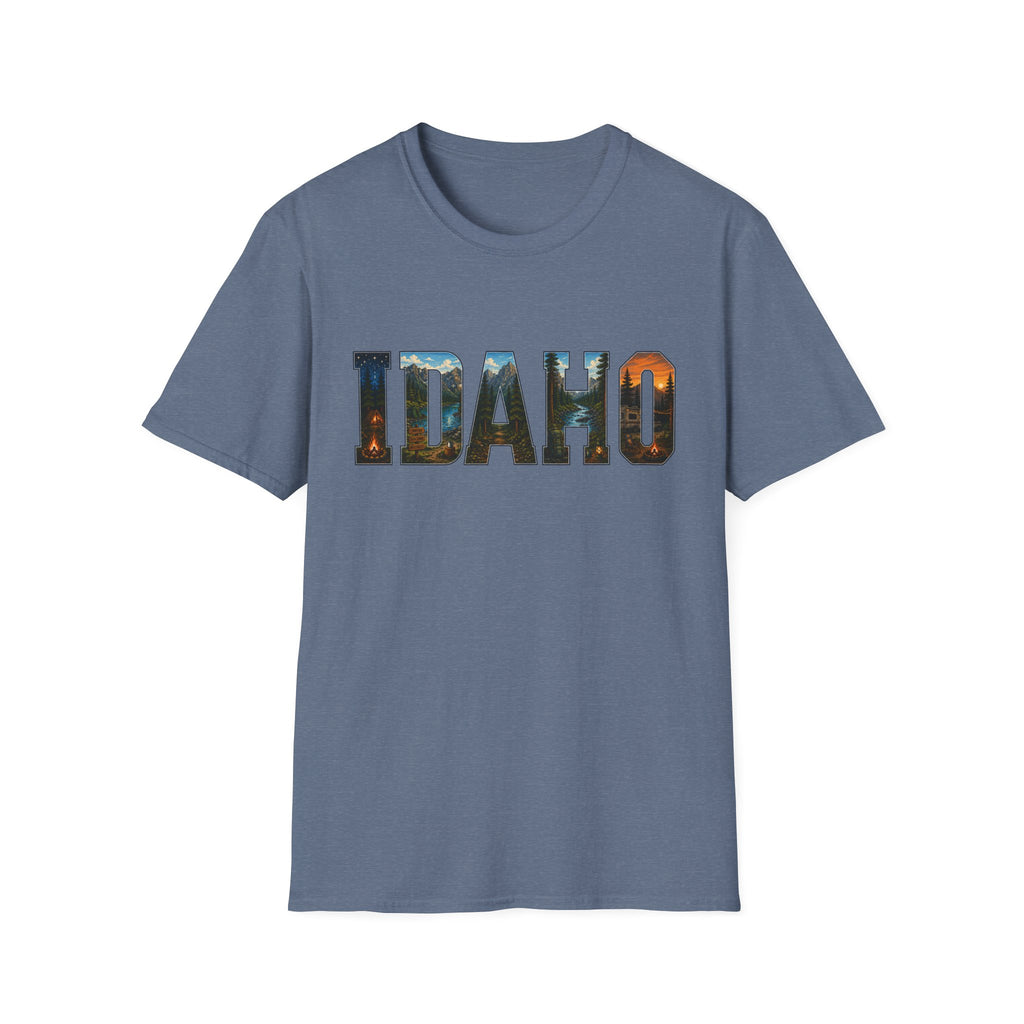 Idaho Scenic Graphic T-Shirt — State Nature Sunset Typography