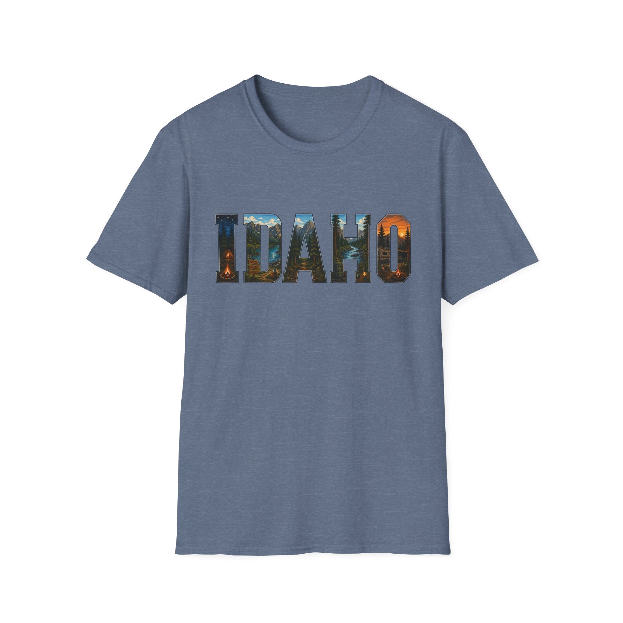 Idaho Scenic Graphic T-Shirt — State Nature Sunset Typography