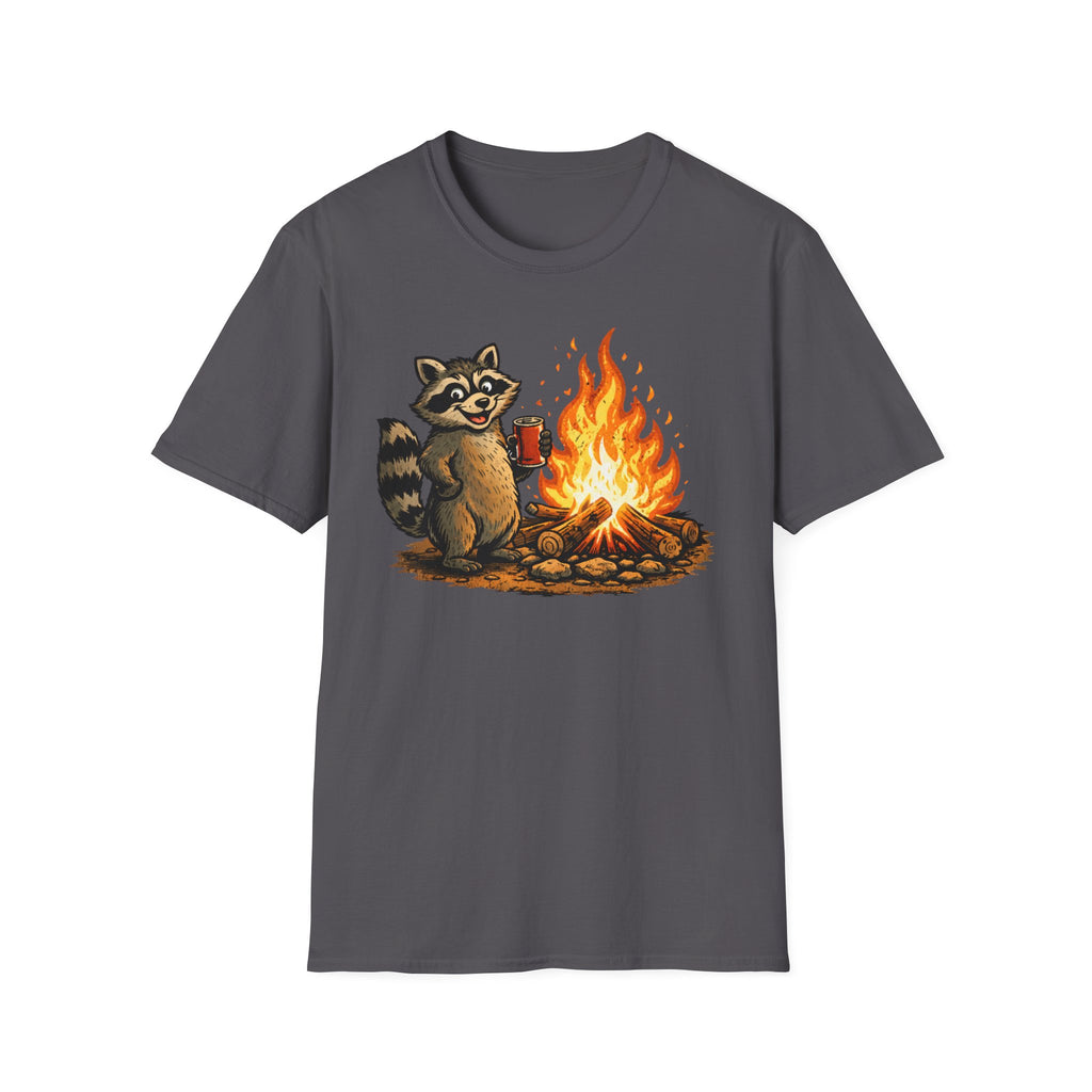 Raccoon Warming Up By Campfire T-Shirt