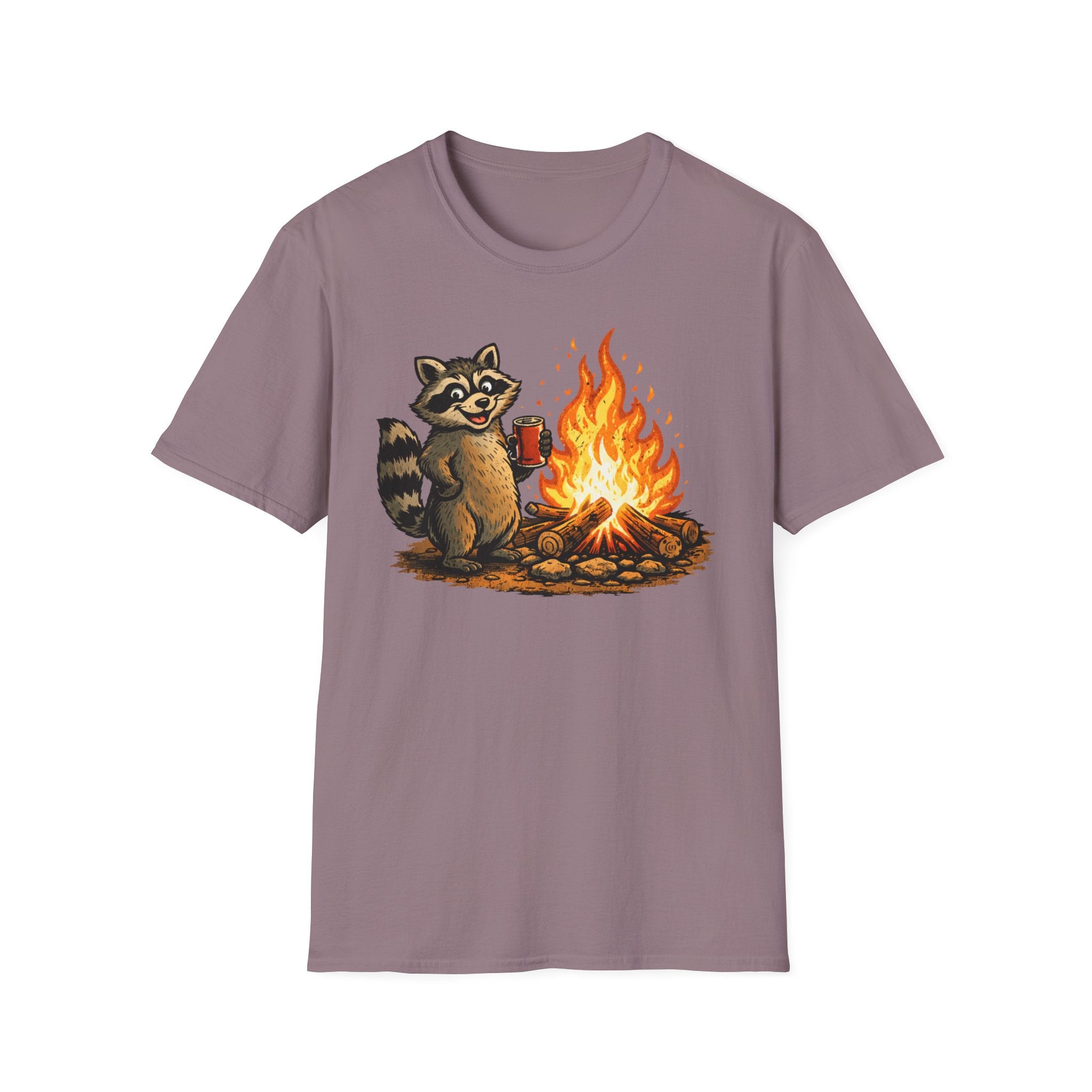 Raccoon Warming Up By Campfire T-Shirt