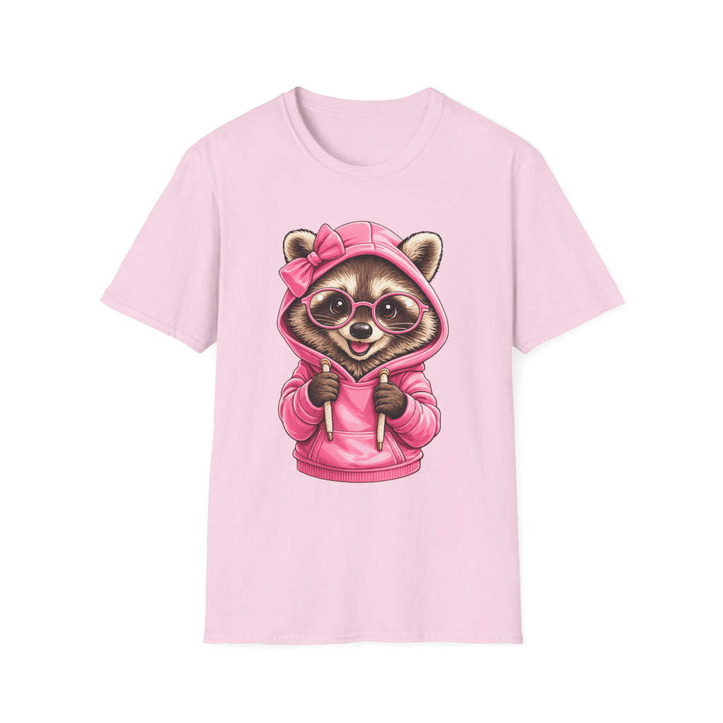 Cute Pink Hoodie Raccoon T-Shirt