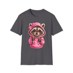 Raccoon in Pink Hoodie T-Shirt — Adorable Sunglasses Graphic Tee