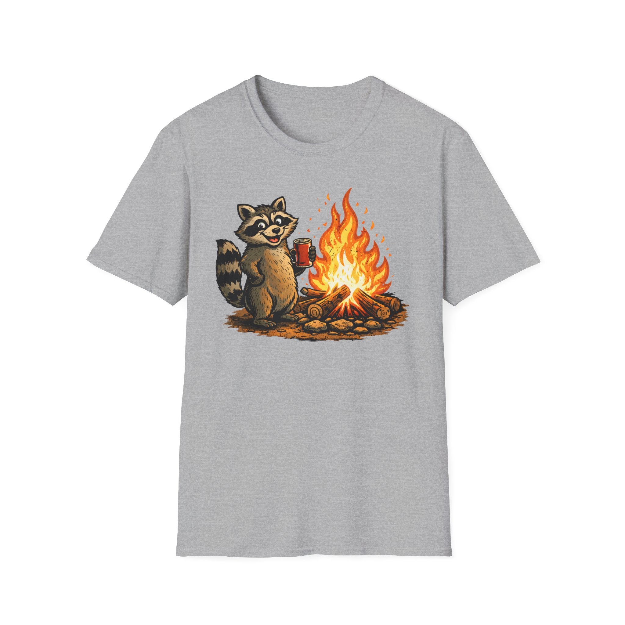 Raccoon Warming Up By Campfire T-Shirt