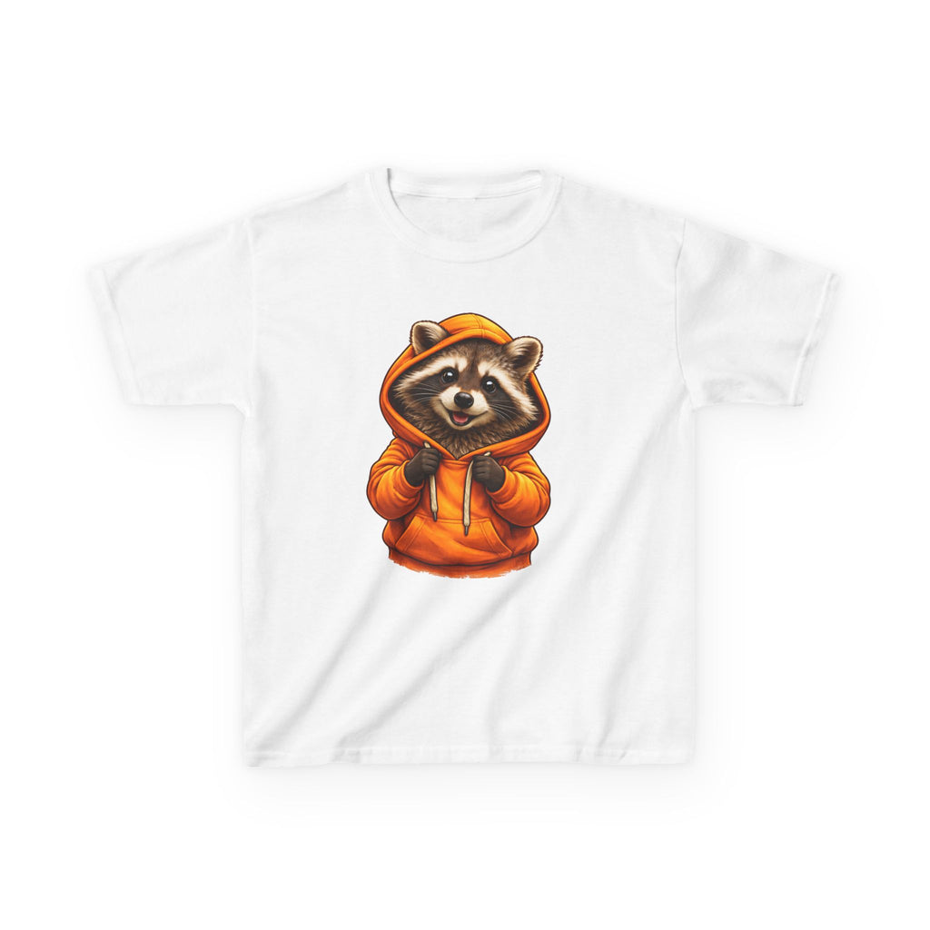 Ralfy the Raccoon Kids T-Shirt — Cute Raccoon in Orange Hoodie