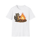 Raccoon Warming Up By Campfire T-Shirt
