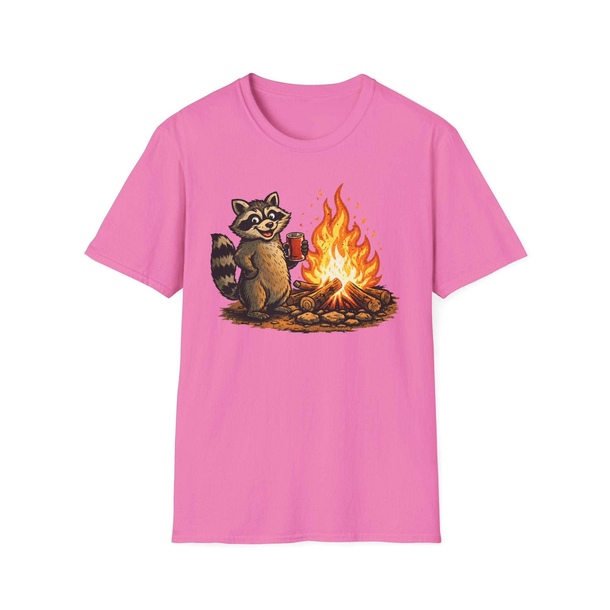 Raccoon Warming Up By Campfire T-Shirt