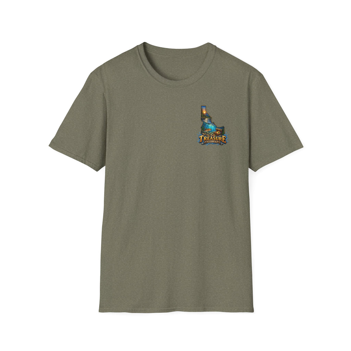 Treasure Valley Idaho T-Shirt with a Rainbow Trout, River and Mountain Sunrise Graphic Tee