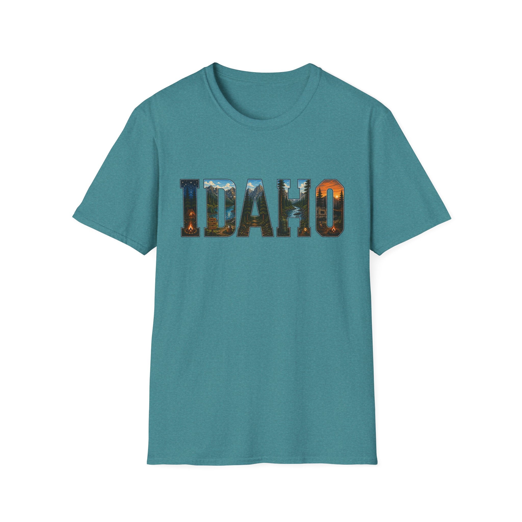 Idaho Scenic Graphic T-Shirt — State Nature Sunset Typography