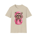 Raccoon in Pink Hoodie T-Shirt — Adorable Sunglasses Graphic Tee