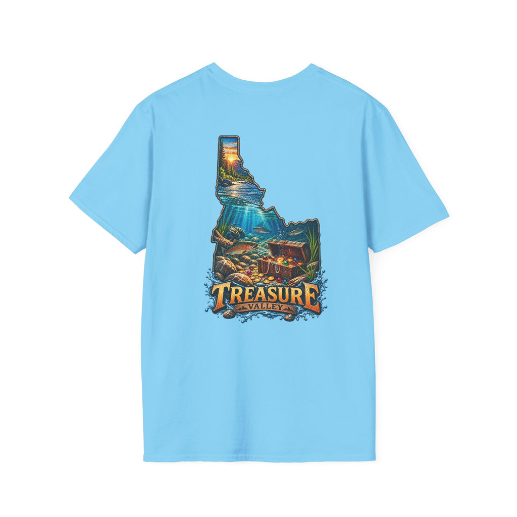 Treasure Valley Idaho T-Shirt with a Rainbow Trout, River and Mountain Sunrise Graphic Tee