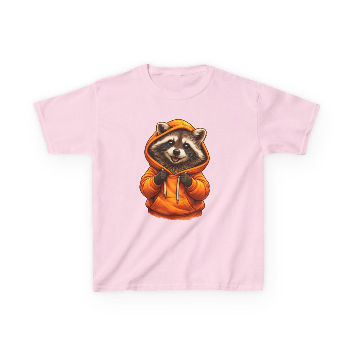 Ralfy the Raccoon Kids T-Shirt — Cute Raccoon in Orange Hoodie