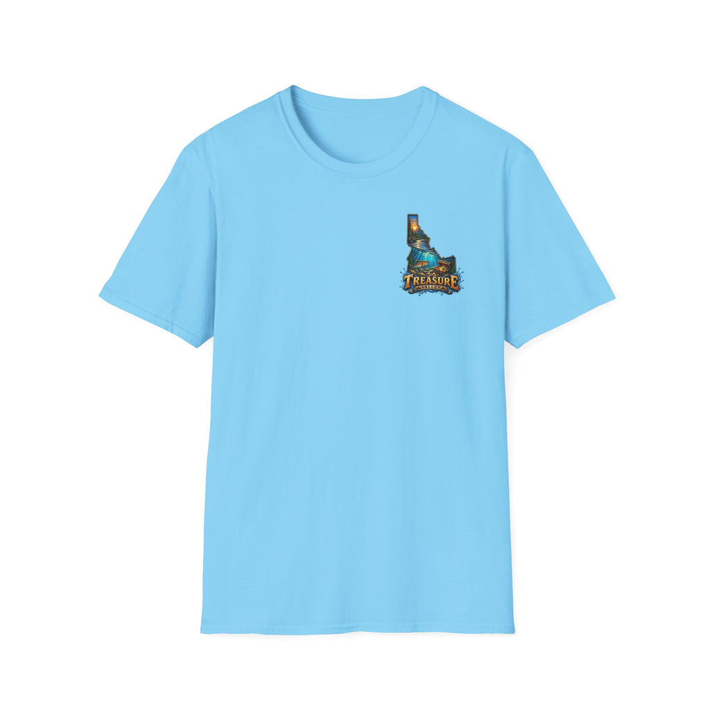 Treasure Valley Idaho T-Shirt with a Rainbow Trout, River and Mountain Sunrise Graphic Tee