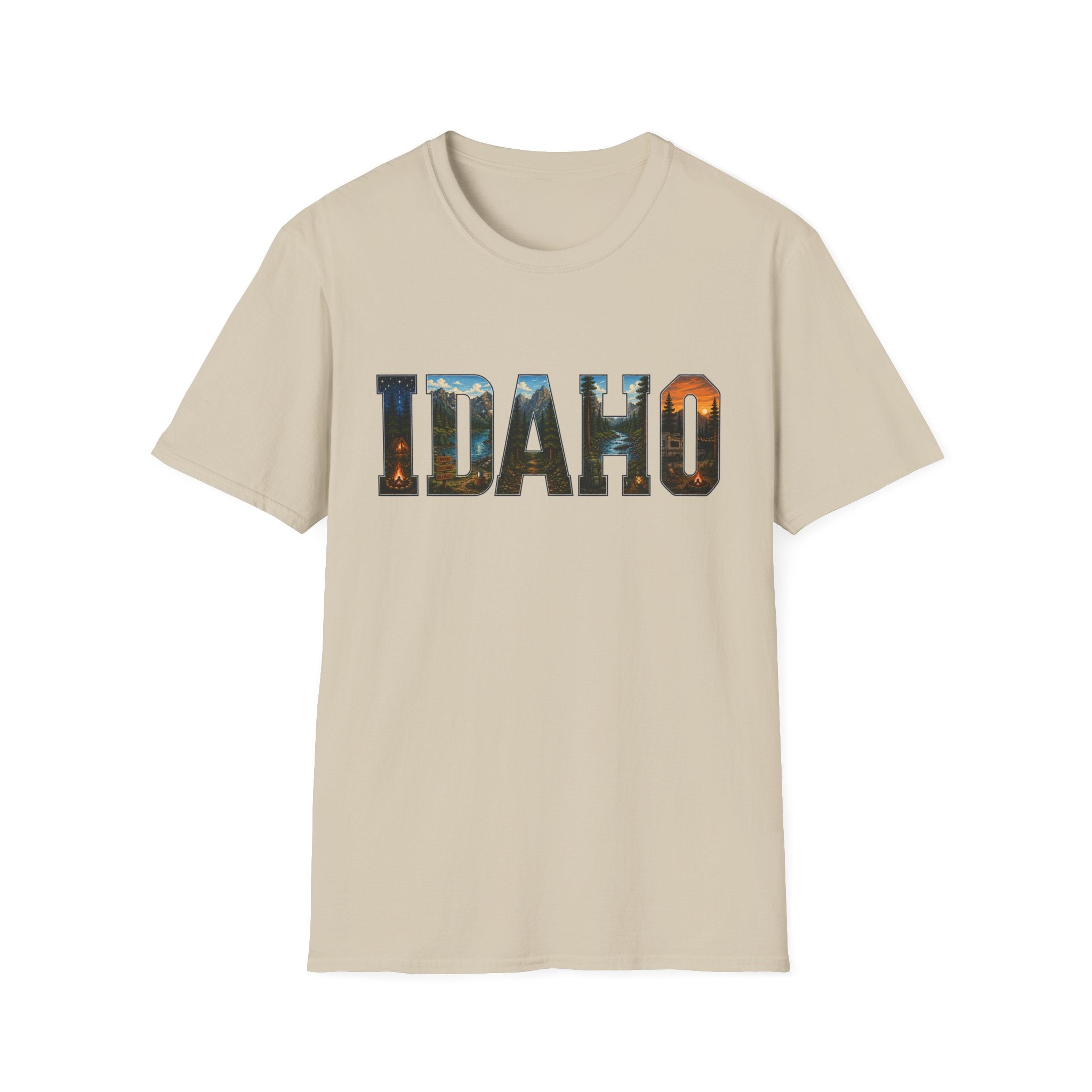 Idaho Scenic Graphic T-Shirt — State Nature Sunset Typography