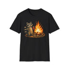 Raccoon Warming Up By Campfire T-Shirt