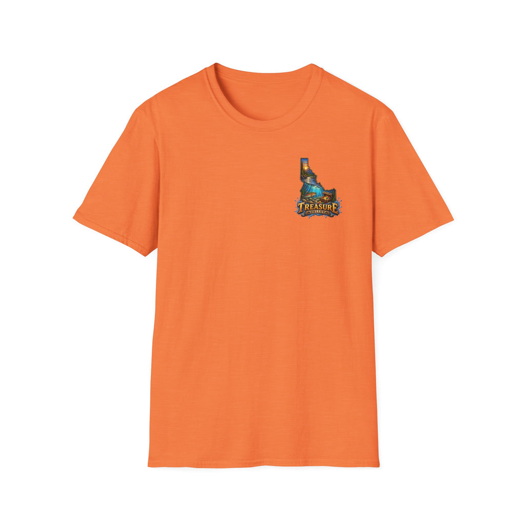Treasure Valley Idaho T-Shirt with a Rainbow Trout, River and Mountain Sunrise Graphic Tee