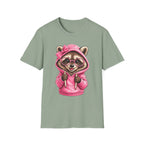 Cute Pink Hoodie Raccoon T-Shirt