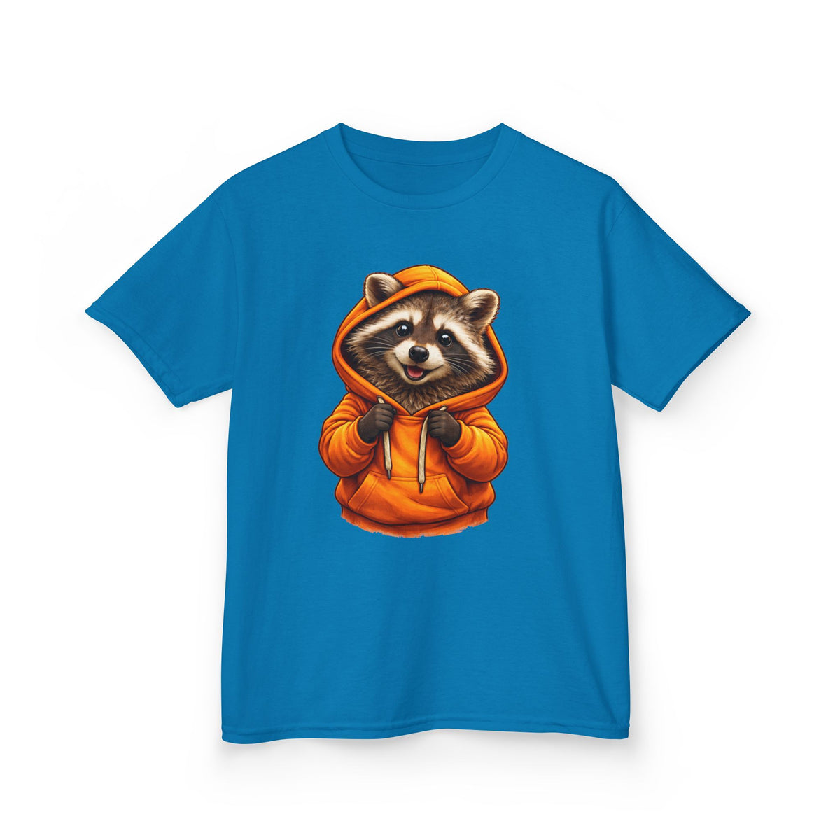 Ralfy the Raccoon Kids T-Shirt — Cute Raccoon in Orange Hoodie
