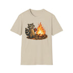 Raccoon Warming Up By Campfire T-Shirt