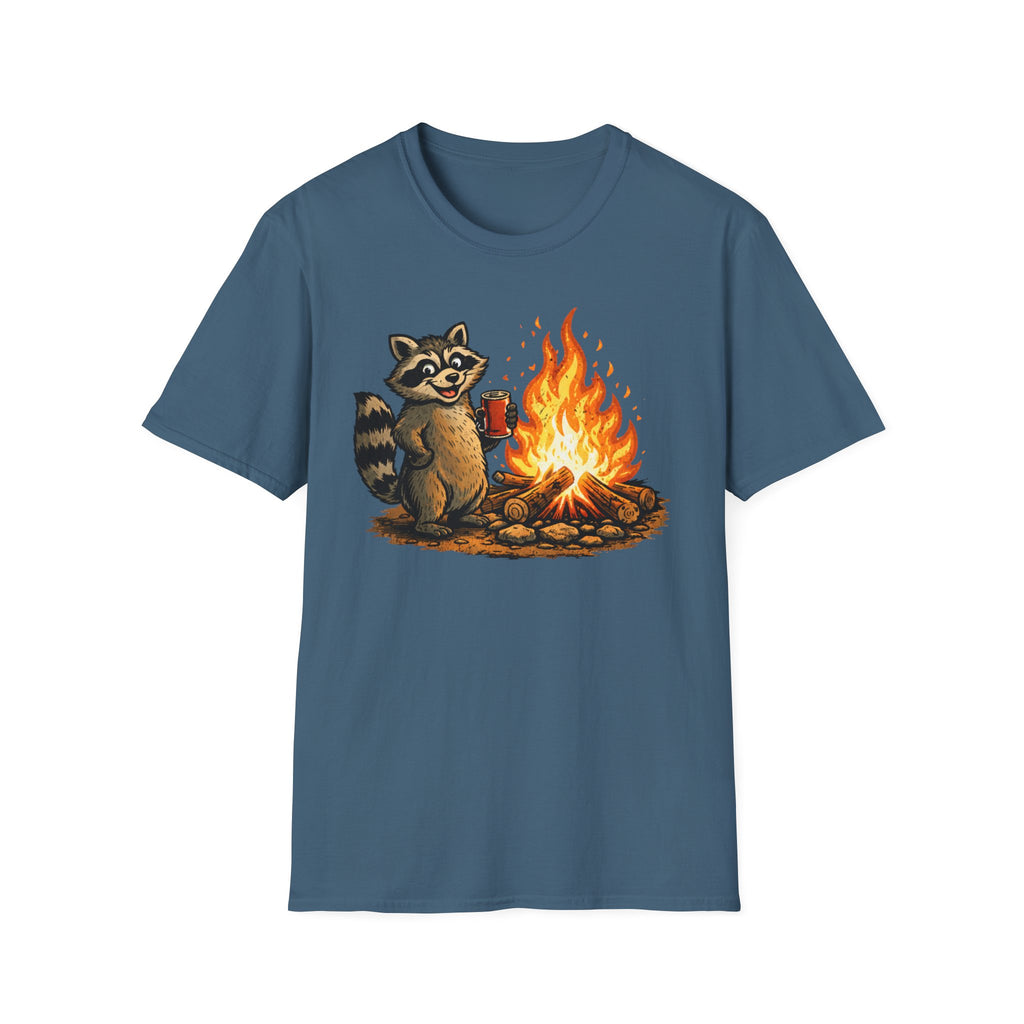Raccoon Warming Up By Campfire T-Shirt