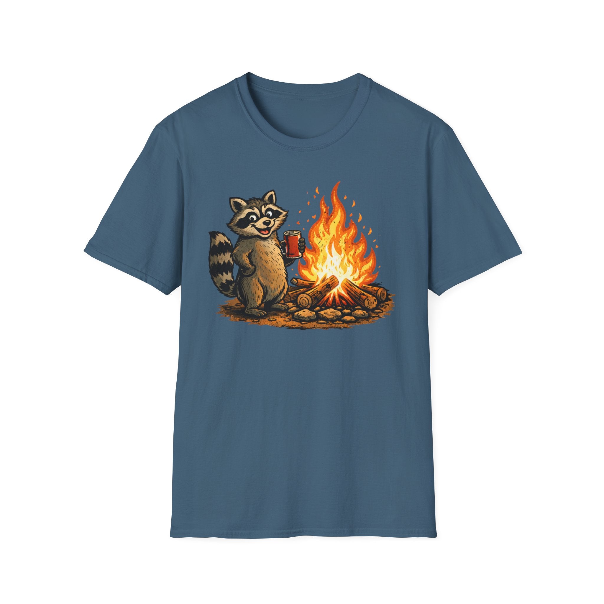 Raccoon Warming Up By Campfire T-Shirt