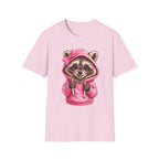 Raccoon in Pink Hoodie T-Shirt — Adorable Sunglasses Graphic Tee