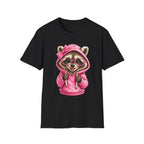 Raccoon in Pink Hoodie T-Shirt — Adorable Sunglasses Graphic Tee