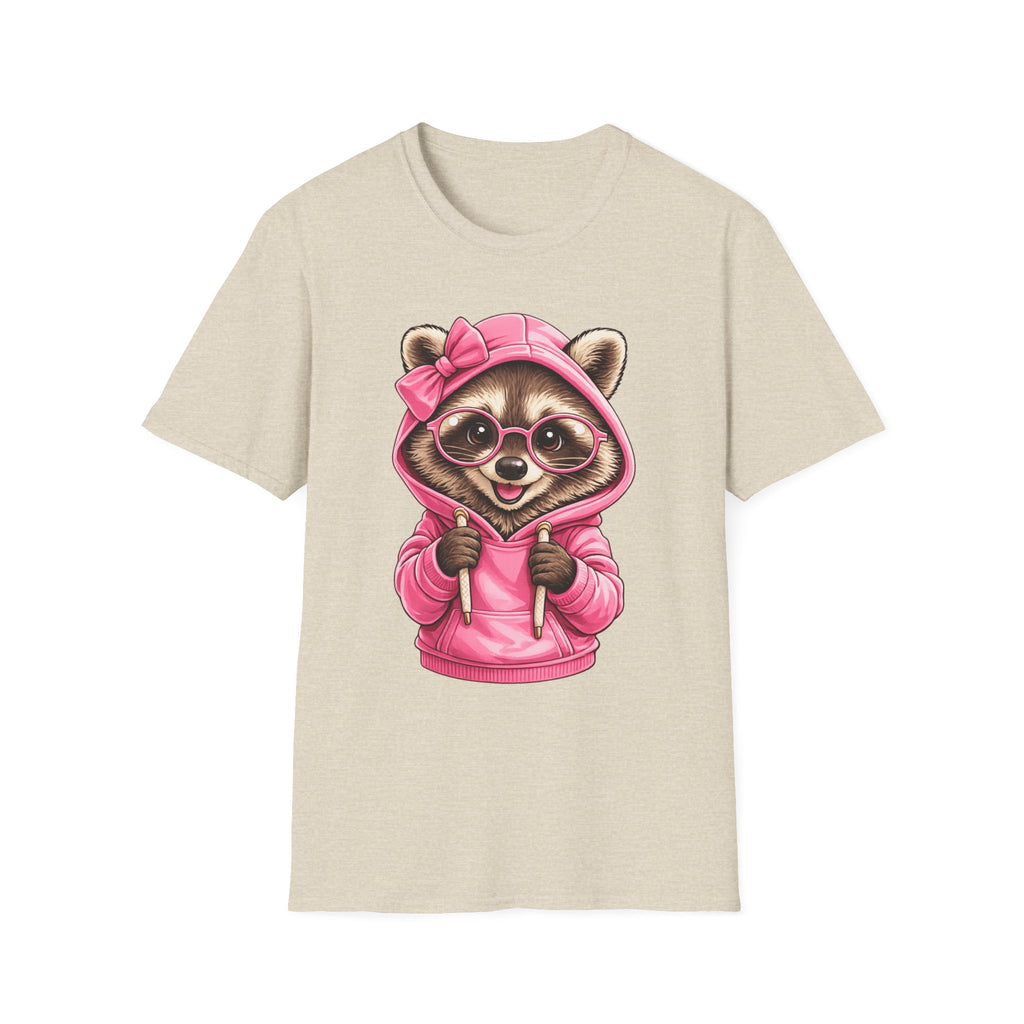 Cute Pink Hoodie Raccoon T-Shirt