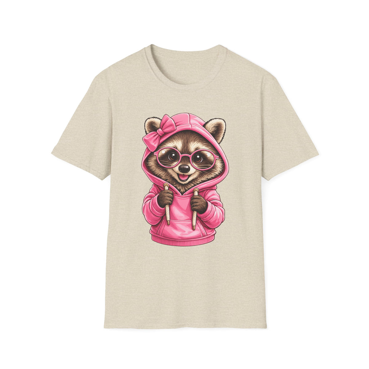 Cute Pink Hoodie Raccoon T-Shirt