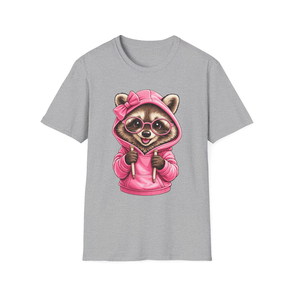 Cute Pink Hoodie Raccoon T-Shirt