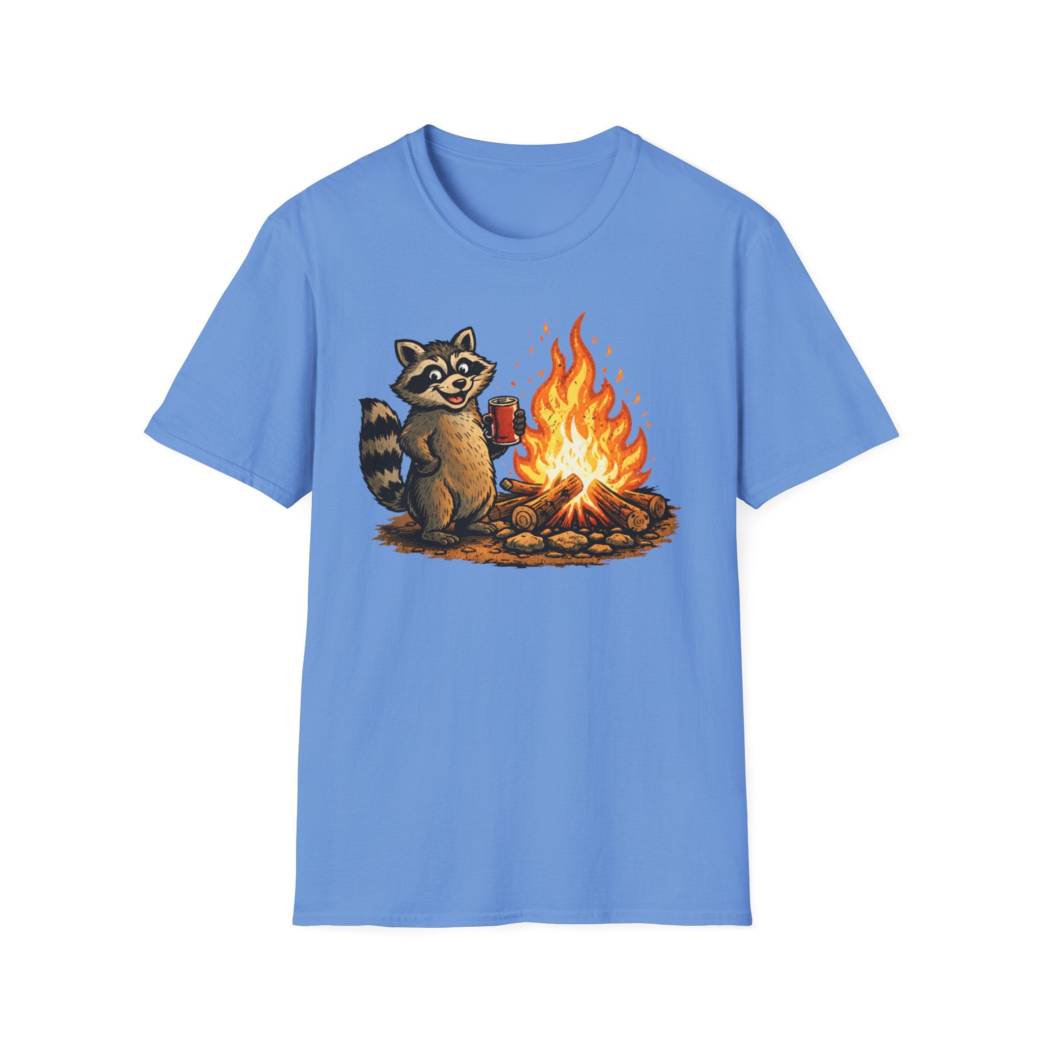 Raccoon Warming Up By Campfire T-Shirt