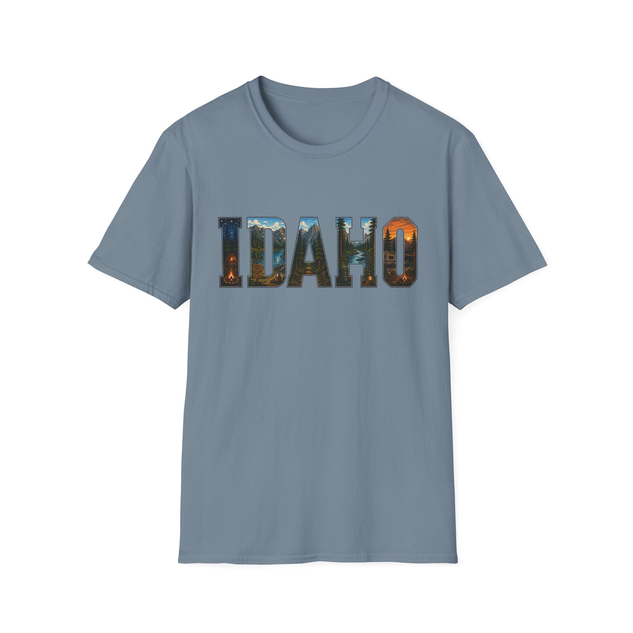 Idaho Scenic Graphic T-Shirt — State Nature Sunset Typography