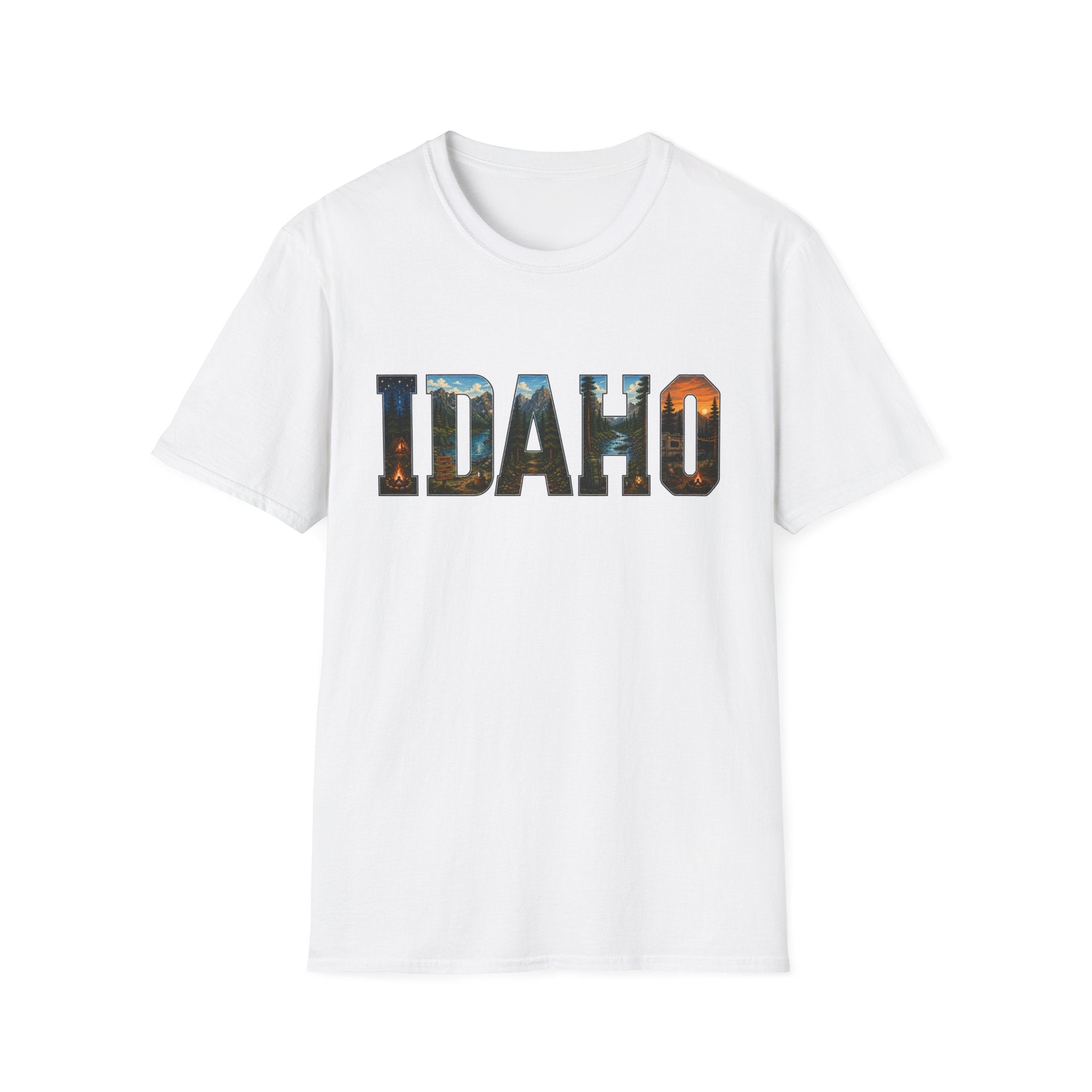 Idaho Scenic Graphic T-Shirt — State Nature Sunset Typography